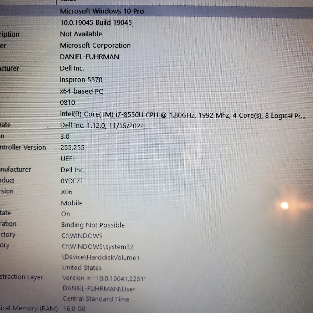 Dell Inspiron 5570 Touch Screen, i7-8550u 16gb 2TB HDD Storage price